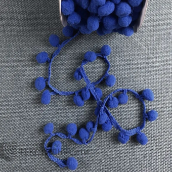 Тесьма с помпонами Ш-15-20 мм цв.василек