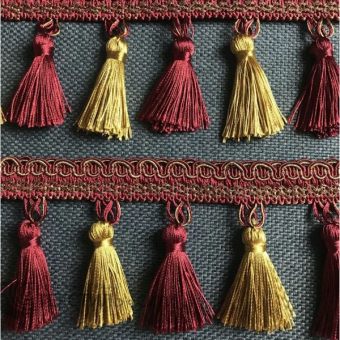 Бахрома шторная Ш- 8 см бордовый/золотой 