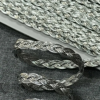 Тесьма косичка металлизированная Ш-1,2 см серебро 