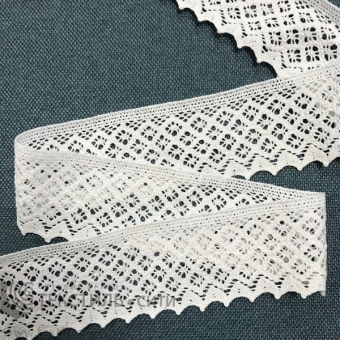 Кружево "на коклюшках" Х/Б Ш-75 мм белый 