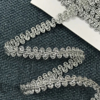 Тесьма отделочная Ш-9 мм серебро																												