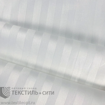 ткань Сатин-страй, полоса 1 см, цв. белый, ш-240см