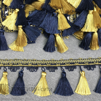 Бахрома шторная Ш- 7 см синий/золото 