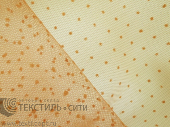 Ткань Фатин точки персик м3002-5913