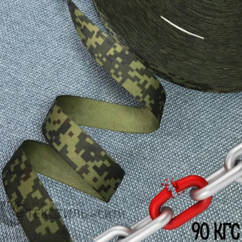 Стропа (лента окантовочная) КМФ п/э Ш-22 мм, 6,4 гр/м пиксель зеленый 